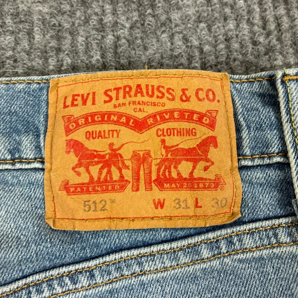 Levi's 512 Mens Slim Taper Jeans Size 31x30 Light Wash Denim Stretch Low Rise